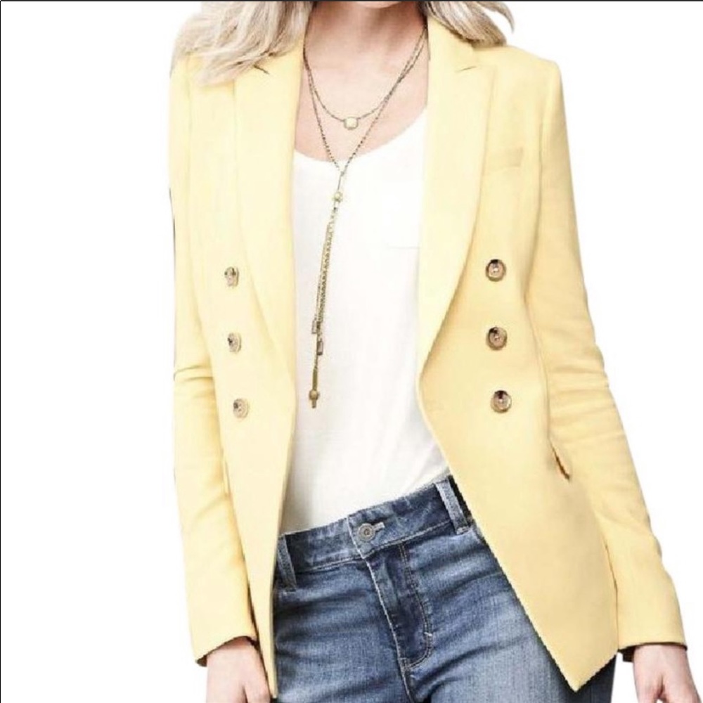 WHBM Canary yellow trophy jacket